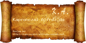 Kapronczai Alfréda névjegykártya