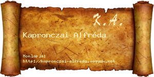 Kapronczai Alfréda névjegykártya